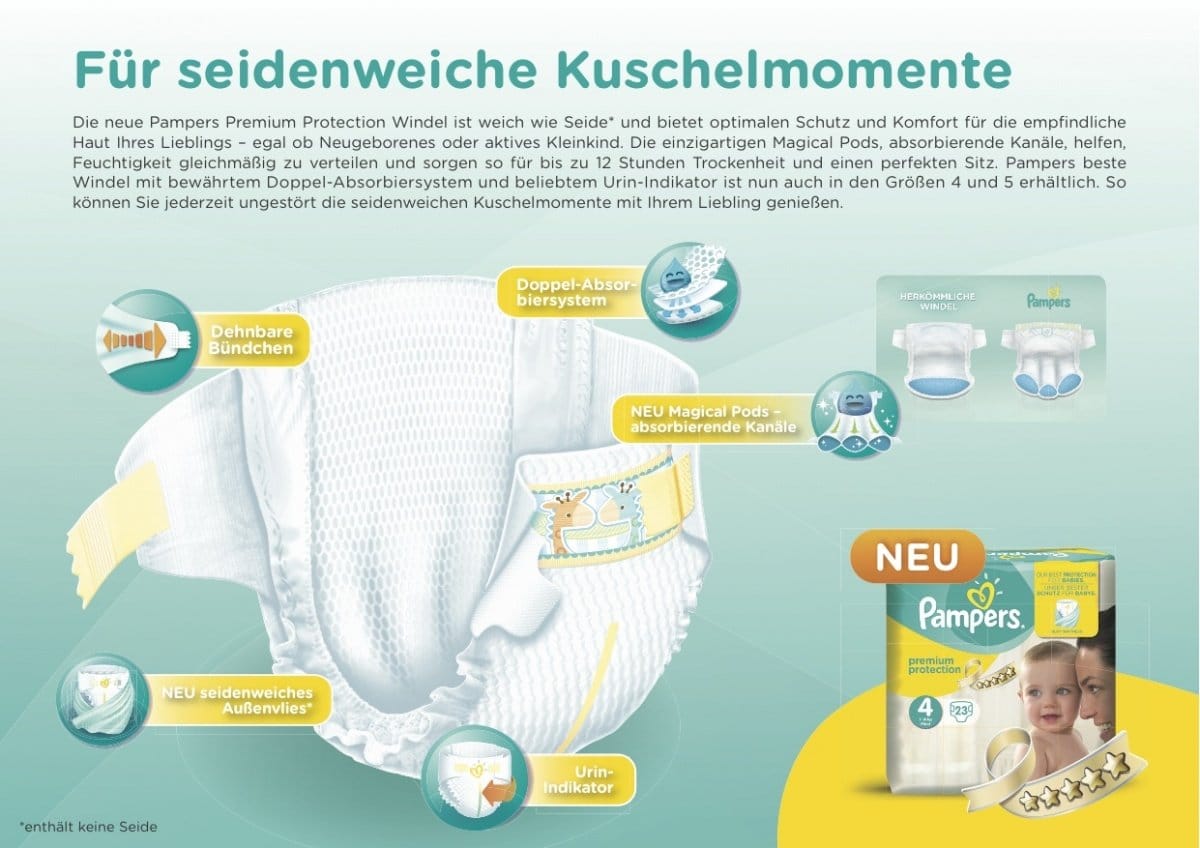 34 SSW: Es wird Zeit, die Babysachen und den Wickeltisch herzurichten - MIT Gewinnspiel 2 pampers premium protection windelflyer