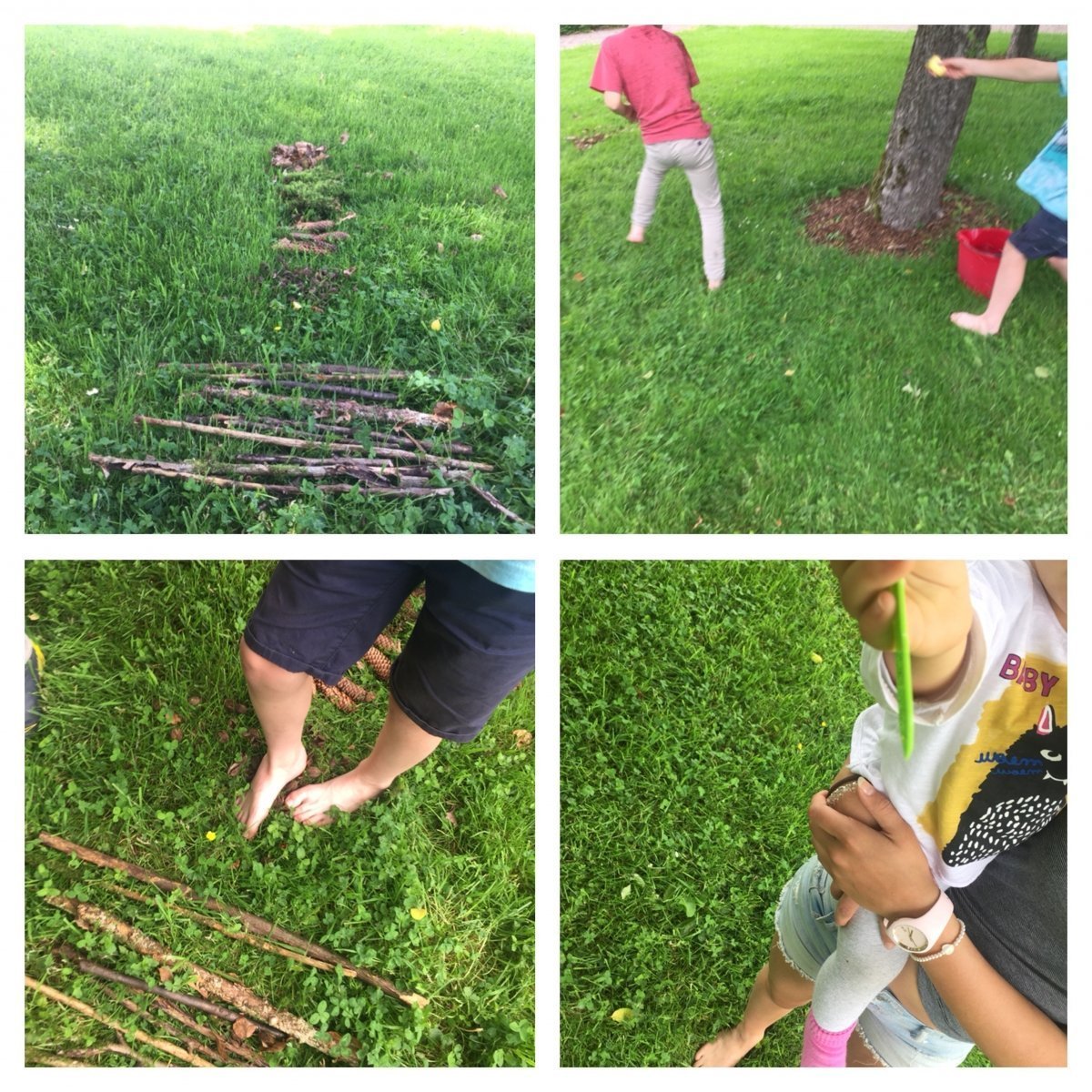 Ein Ausflug in den Wald! So baut ihr einen eigenen Barfuß-Parcours oder ein Wind- und Wasserrad aus FruchtZwerge BIO-Bechern 6 fruchtzwergeparcourscollage